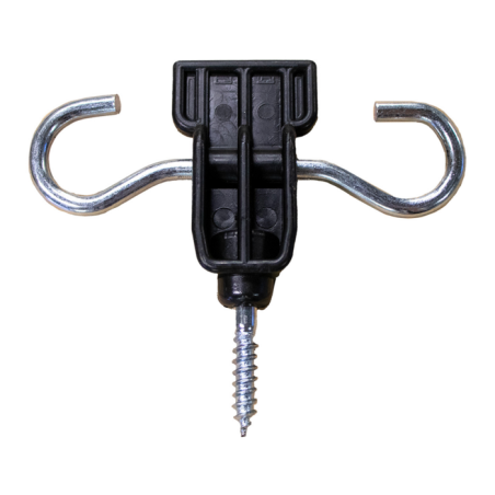 ISOLATORE NERO DOPPIO GANCIO VITE LEGNO