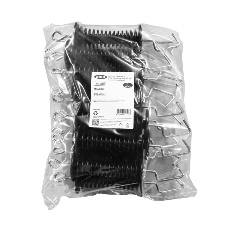 Maniglia  Nera isolante per recinti con molla e gancio