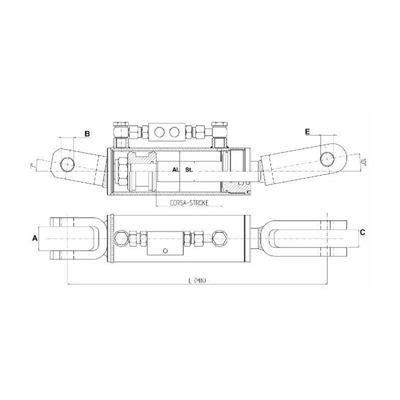 BRACCIO LATERALE IDRAULICO 70X35X117