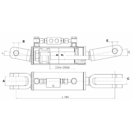 BRACCIO LATERALE IDRAULICO 70X35X117