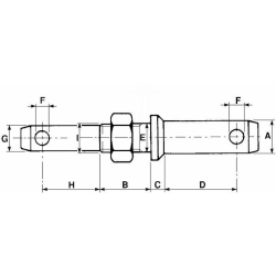 PERNO ATTACCO ATTREZZI Ø 22/25/28, M24X2