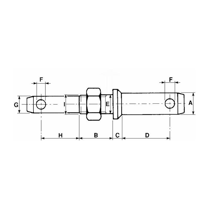 PERNO ATTACCO ATTREZZI Ø 22/25/28, M24X2