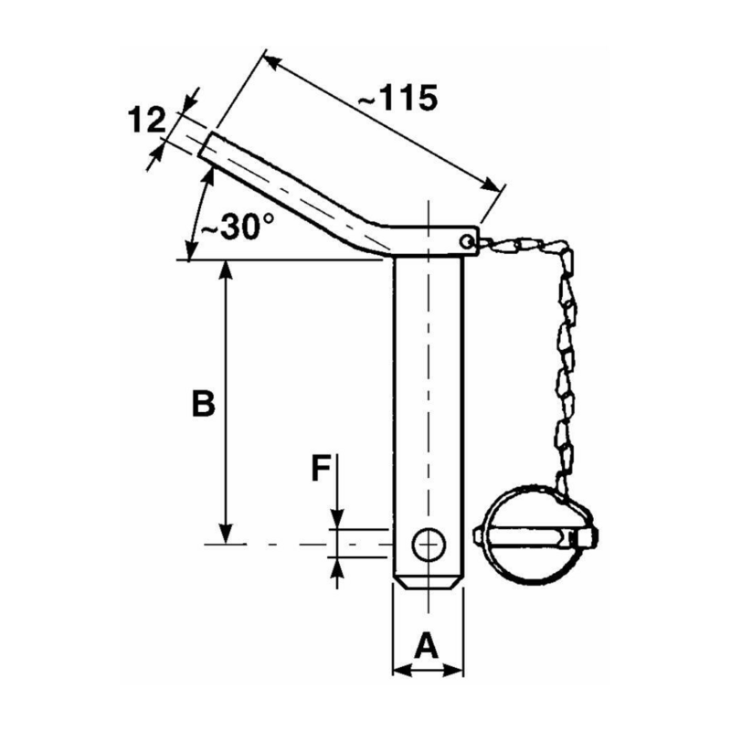 PERNO CON MANIGLIA, SPINA E CATENA Ø 25X175 MM
