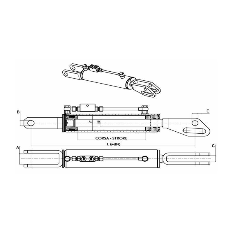 BRACCIO LATERALE IDRAULICO 70X40X160