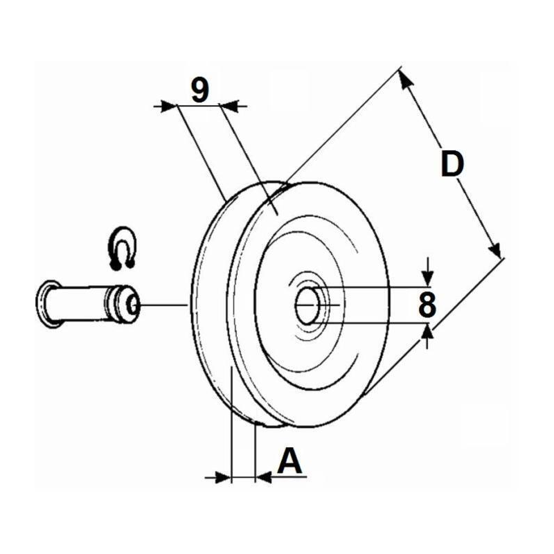 CARRUCOLA CON PERNO IN ACCIAIO
