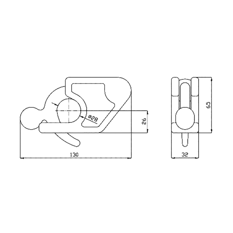 CHIUSURA A BLOCCO LEGGERA Ø 30 MM.