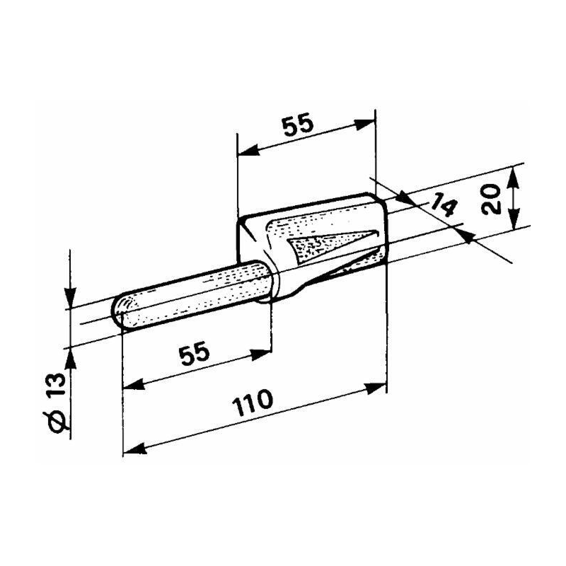 PERNO PER CERNIERA PIATTA Ø 13 MM.