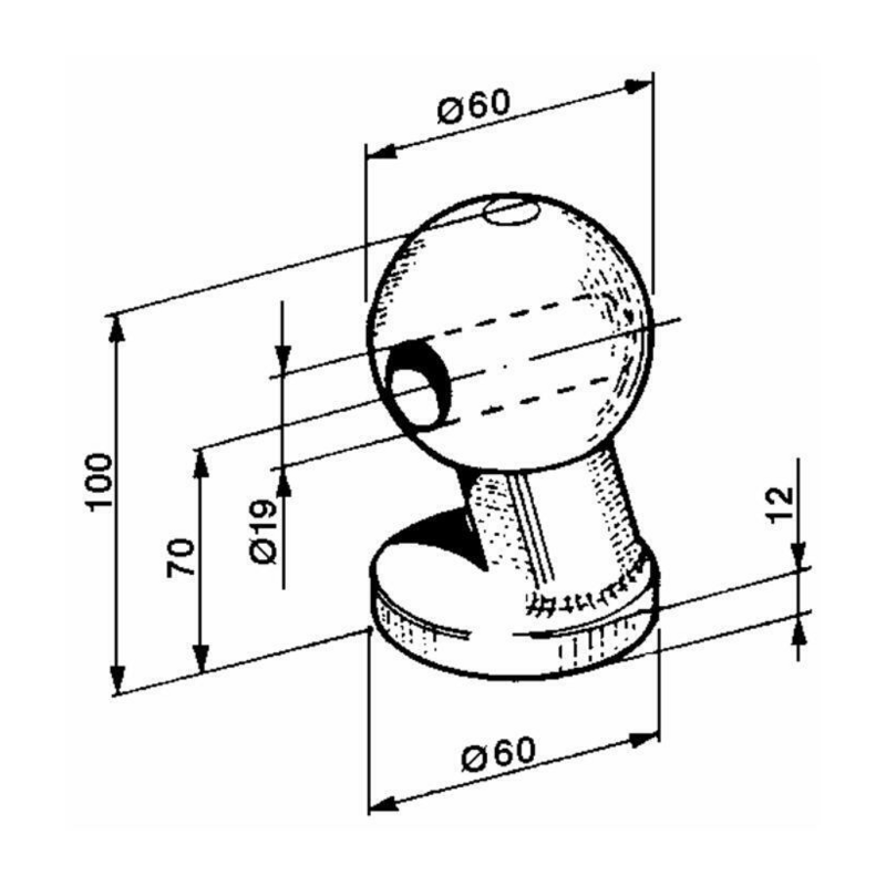 SFERA PER RIMORCHI Ø60MM.