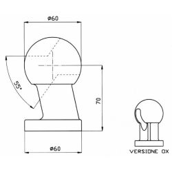 SFERA PER RIMORCHI CON ASOLA SINISTRA Ø60MM.