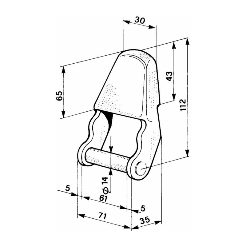 CERNIERA CON STAFFA CORTA Ø 14 MM.
