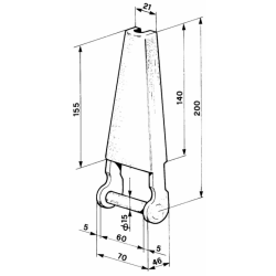 CERNIERA CON STAFFA LUNGA Ø 15 MM.