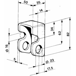 SUPPORTO  FORATO STRETTO PER CERNIERE Ø23MM.
