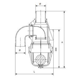 VALVOLA SIFONE RACCORDO DRITTO Ø80MM.