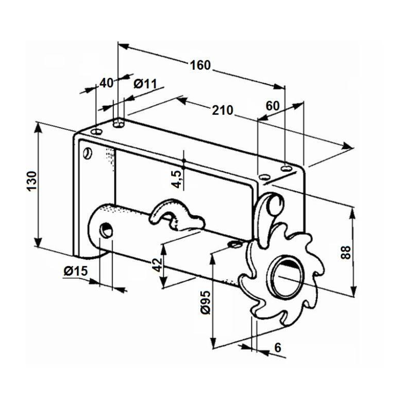 VERRICELLO SINISTRO PER MOTOCOLTIVATORE Ø42MM.