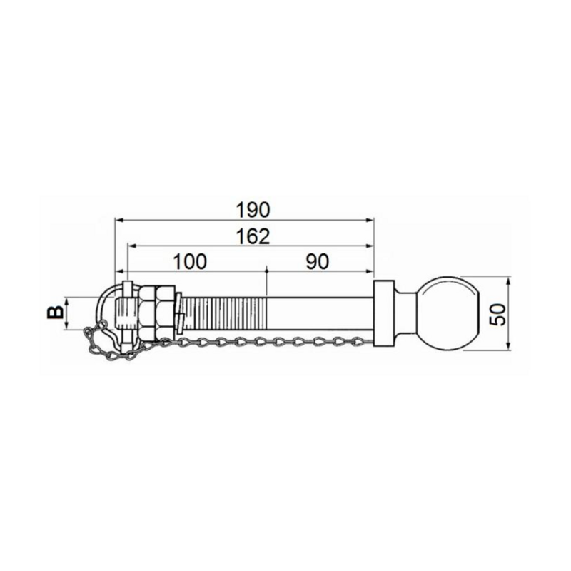 PERNO TRAINO A SFERA Ø25X190MM