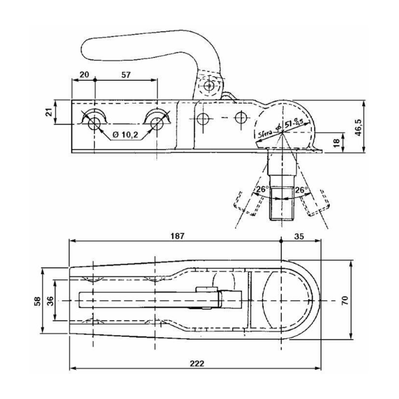 TESTINA AGGANCIO TRAINO Ø 35 MM