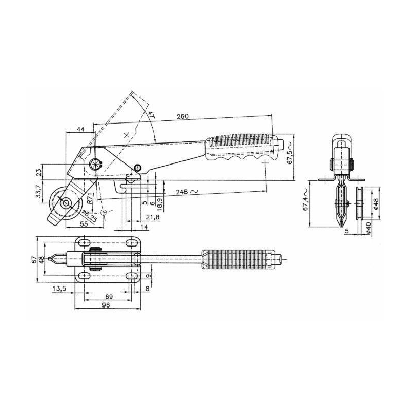 LEVA FRENO TIPO CORTO CON CARRUCOLA, MADE IN ITALY