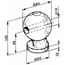 SFERA PER RIMORCHI Ø78MM FORATA.