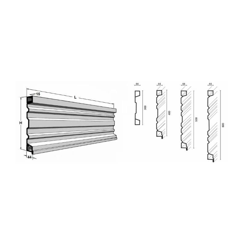 SPONDA PER RIMORCHI, ALTEZZA 300MM.