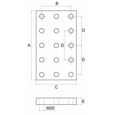 PIASTRA A SALDARE 345X160. M20