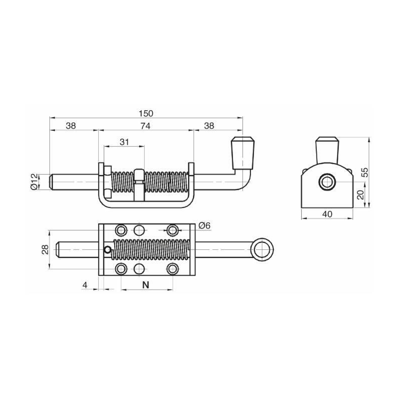 PERNO A MOLLA ZINCATO LUNGHEZZA TOT.150MM