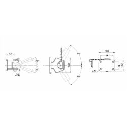 GANCIO CUNA C , PERNO Ø 28, DISTANZA FORI: 140X80MM