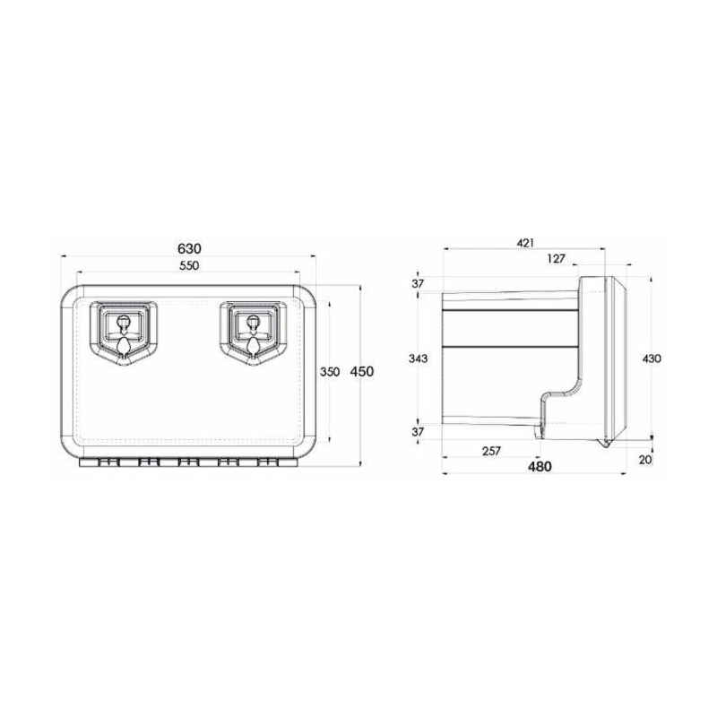 CASSETTA PORTA ATTREZZI IN PLASTICA 630x450x480MM