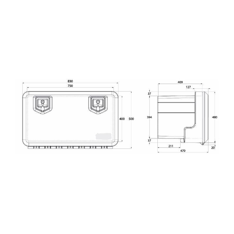 CASSETTA PORTA ATTREZZI IN PLASTICA 860x500x47MM