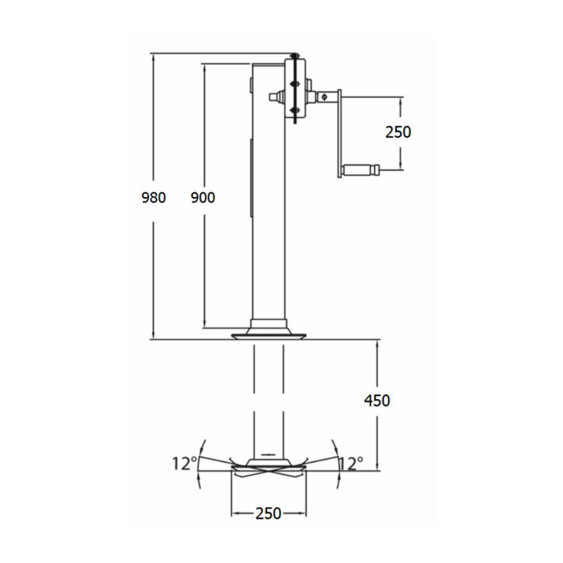 SOLLEVATORE PER RIMORCHI TANDEM CON SCATOLA INGRANAGGI A 2 MARCE