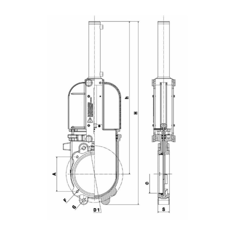 SARACINESCA A LAMA CON CILINDRO DOPPIO EFFETTO IDRAULICO Ø 10"