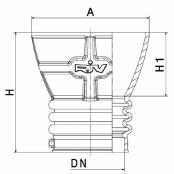 IMBUTO IN GOMMA 10" CON FASCETTA INOX