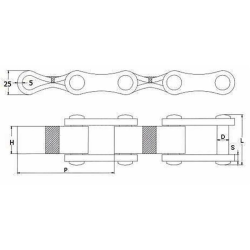 CATENA A PIASTRA PASSO 100, LUNGHEZZA 9,08MT
