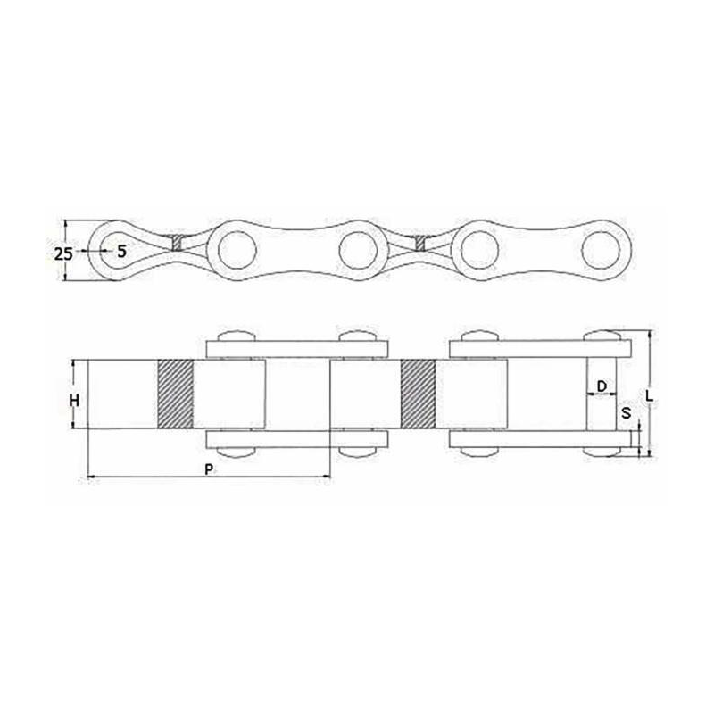 CATENA A PIASTRA PASSO 100, LUNGHEZZA 10,08MT