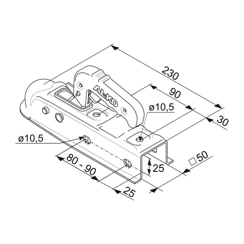 TESTINA TRAINO A SFERA ATTACCO QUADRO Ø 50MM