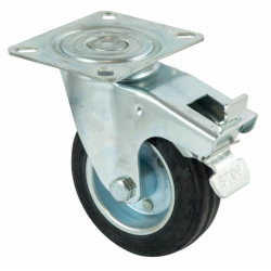 RUOTA GOMMATA 100X30 GIREVOLE CON FRENO