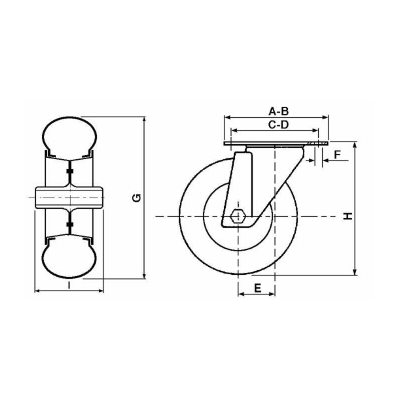 RUOTA PNEUMATICA Ø 200MM CON SUPPORTO GIREVOLE