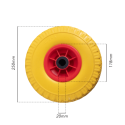 RUOTA IN POLIURETANO GIALLO CON CUSCINETTO