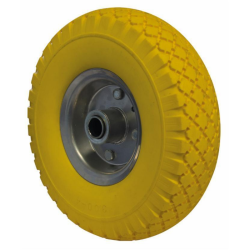 RUOTA IN POLIURETANO CON CERCHIO IN LAMIERA E CUSCINETTO