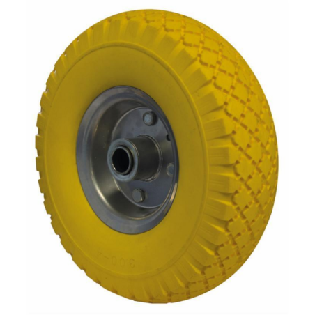RUOTA IN POLIURETANO CON CERCHIO IN LAMIERA E CUSCINETTO