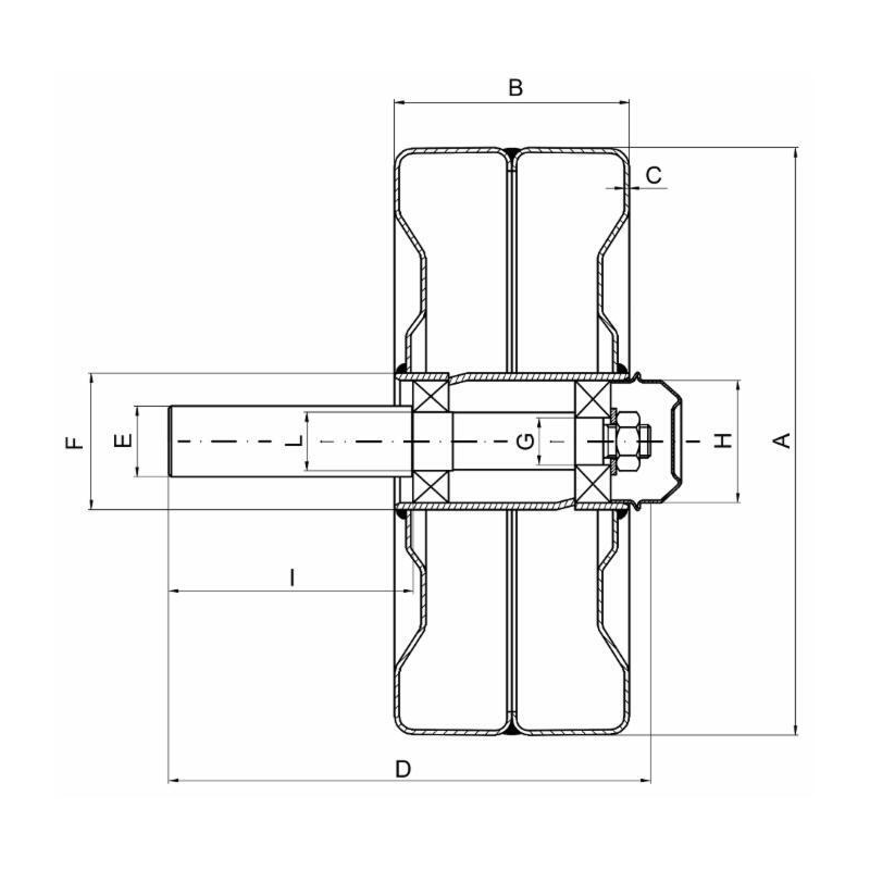 RUOTA IN LAMIERA COMPLETA CON ALBERO