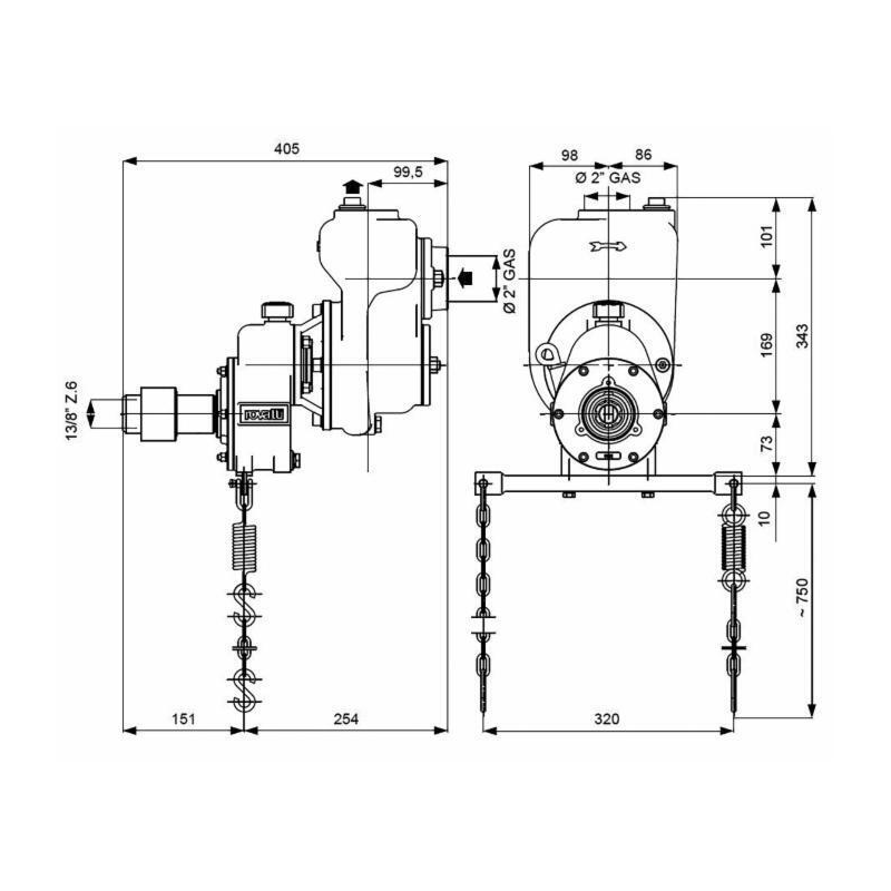 POMPA AUTOADESCANTE CON MOLTIPLICATORE, COLLEGAMENTO DIRETTAMENTE ALLA P.D.F. DEL TRATTORE