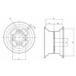 CERCHIO FLANGIATO 2.50X8" 4 FORI FIAT