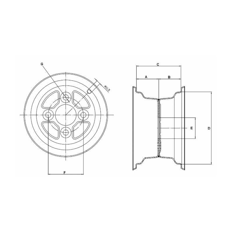 CERCHIO FLANGIATO 3.50X10" 4 FORI FIAT