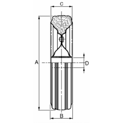 RUOTA GOMMA PIENA 250X65 MOZZO Ø 20X60