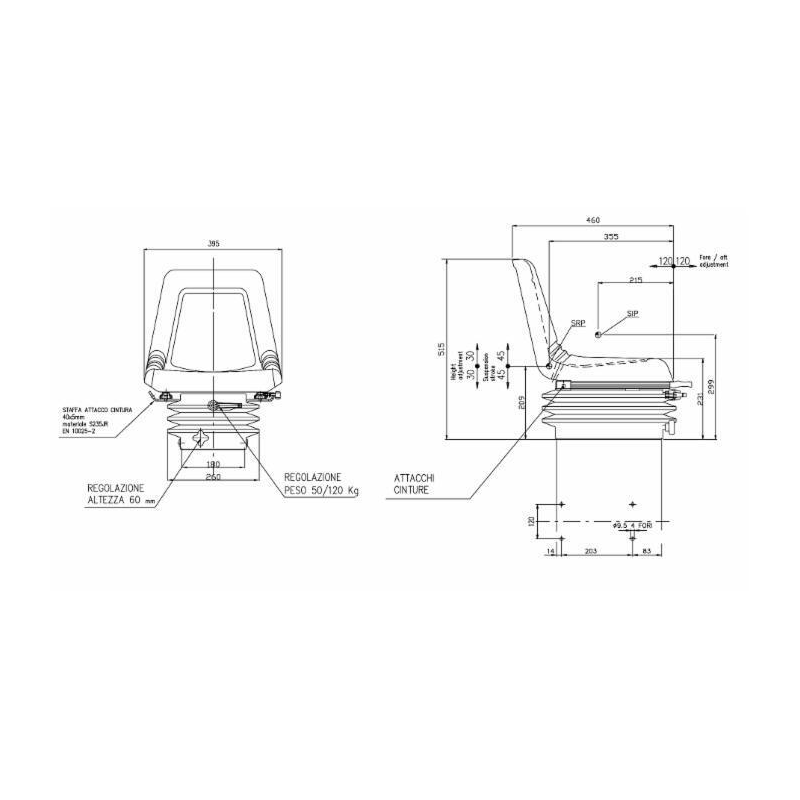 SEDILE STRETTO CON MOLLEGGIO