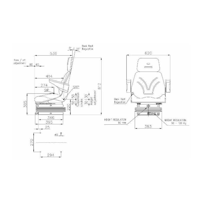 SEDILE TOP COMPLETO CON MOLLEGGIO MECCANICO