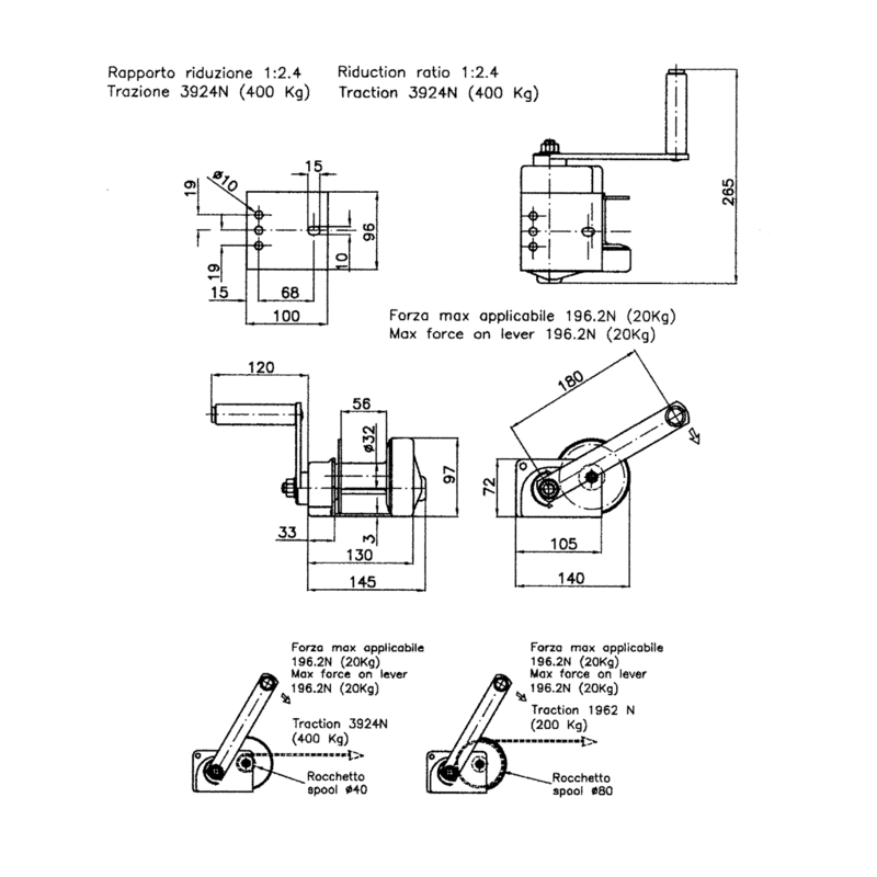ARGANO DI SOLLEVAMENTO PORTATA 400KG