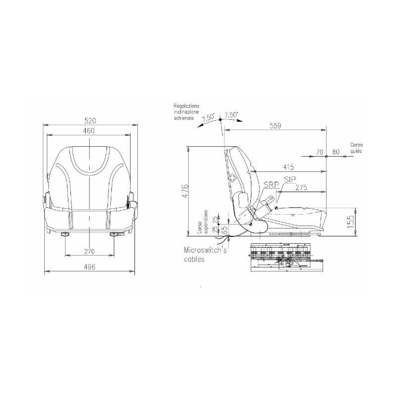 SEDILE PER MULETTO CON CINTURE E MICROINTERRUTORE