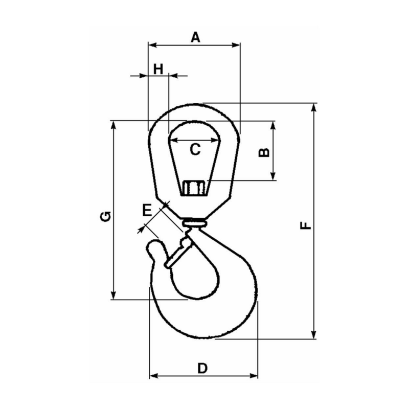 GANCIO GIREVOLE C/SICURA 1000KG