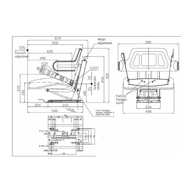 SEDILE SERIE 3 SKY CON CINTURA E STAFFA